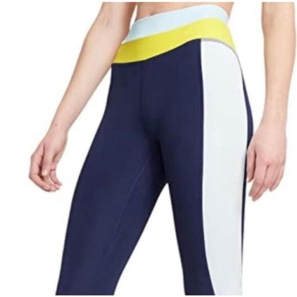Nike Womens Dri FIT Leggings XS Blue Yellow White - Picture 14 of 15